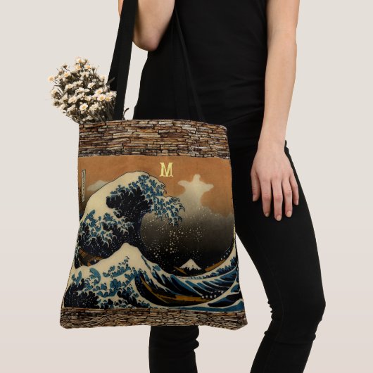 De Grote Golf van Kanagawa  Japanse Kunstenaar Tote Bag (Dichtbij)