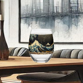 De Grote Golf van Kanagawa  Japanse Kunstenaar Wijnglas Zonder Voet