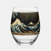 De Grote Golf van Kanagawa  Japanse Kunstenaar Wijnglas Zonder Voet (Achterkant)