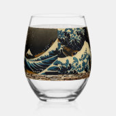 De Grote Golf van Kanagawa  Japanse Kunstenaar Wijnglas Zonder Voet (Links)