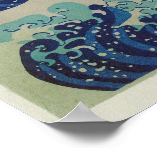 De grote golf van Kanagawa Japanse Woodblock Art Poster (Hoek)