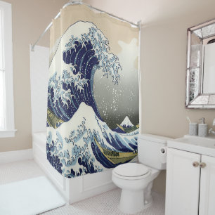 De Grote Golf van Kanagawa Katsushika Hokusai Douchegordijn