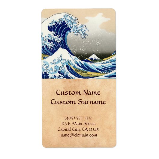 De grote golf van Kanagawa Katsushika Hokusai Etiket (Voorkant)