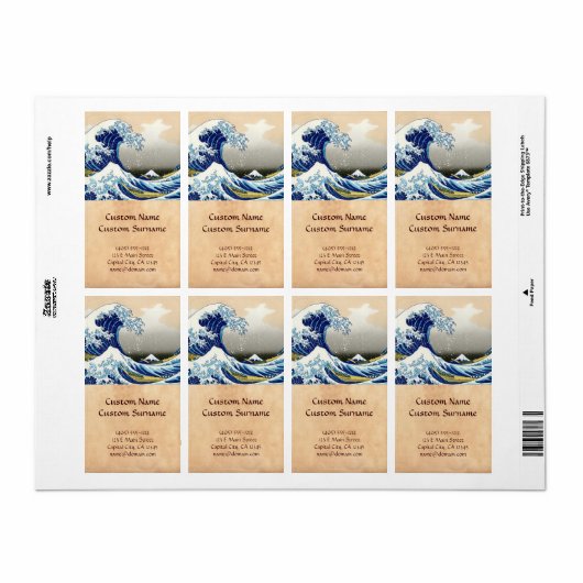 De grote golf van Kanagawa Katsushika Hokusai Etiket (Full Sheet)