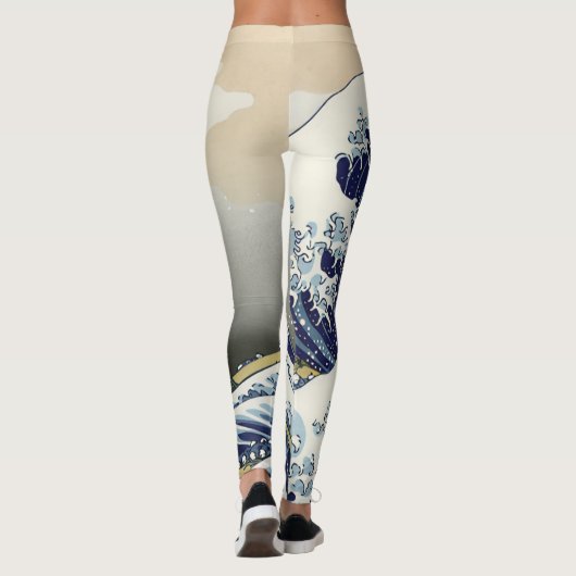 De Grote Golf van Kanagawa Katsushika Hokusai Leggings (Achterkant)