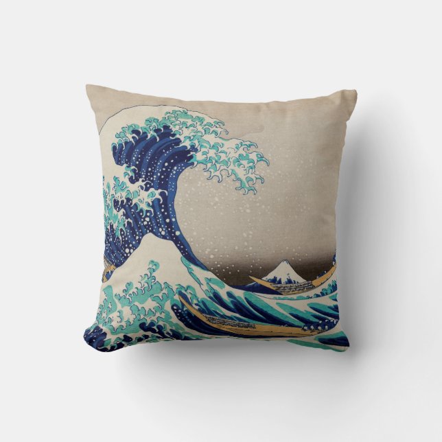 De Grote Golf van Kanagawa Kussen (Voorkant)