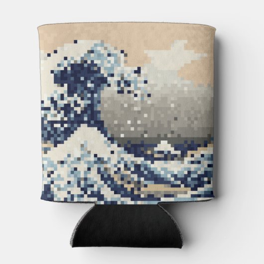 De grote golf van Kanagawa met 8 bits Pixel Art Blikjeskoeler (Achterkant)