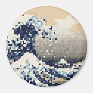 De grote golf van Kanagawa met 8 bits Pixel Art Magneet