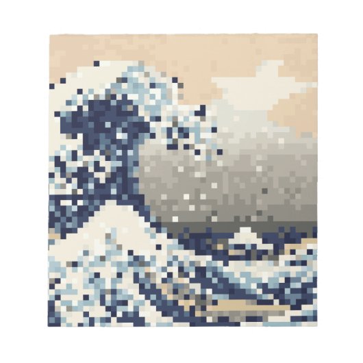 De grote golf van Kanagawa met 8 bits Pixel Art Notitieblok (Voorkant)