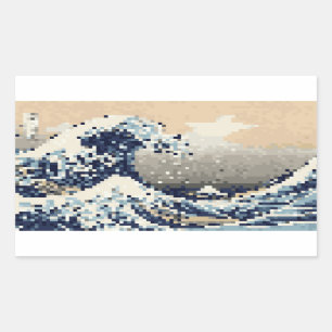 De grote golf van Kanagawa met 8 bits Pixel Art Rechthoekige Sticker
