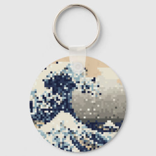 De grote golf van Kanagawa met 8 bits Pixel Art Sleutelhanger