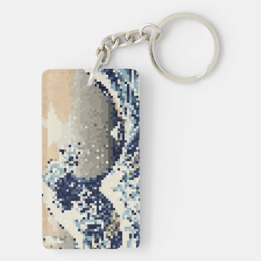 De grote golf van Kanagawa met 8 bits Pixel Art Sleutelhanger (achterkant)