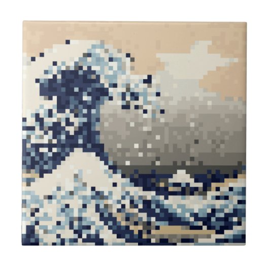 De grote golf van Kanagawa met 8 bits Pixel Art Tegeltje (Voorkant)
