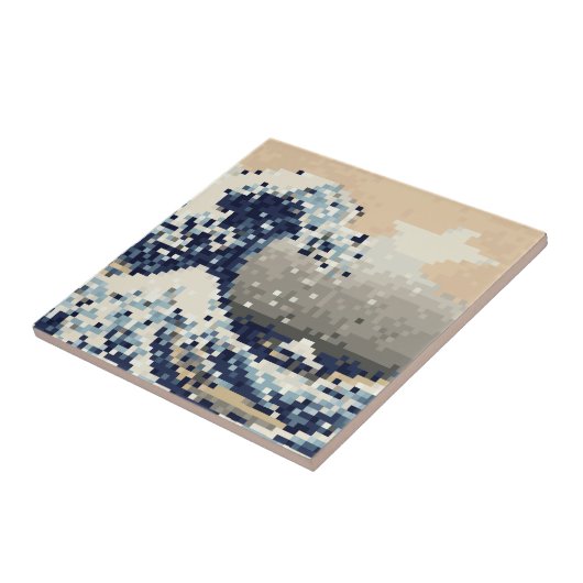 De grote golf van Kanagawa met 8 bits Pixel Art Tegeltje (Zijkant)