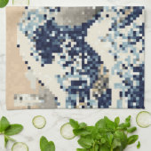De grote golf van Kanagawa met 8 bits Pixel Art Theedoek (Gevouwen)