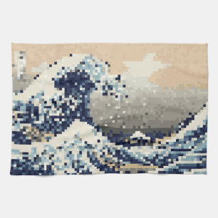 De grote golf van Kanagawa met 8 bits Pixel Art Theedoek