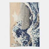 De grote golf van Kanagawa met 8 bits Pixel Art Theedoek (Verticaal)