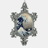 De grote golf van Kanagawa met 8 bits Pixel Art Tin Sneeuwvlok Ornament (Links)