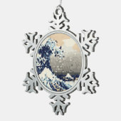 De grote golf van Kanagawa met 8 bits Pixel Art Tin Sneeuwvlok Ornament (Rechts)