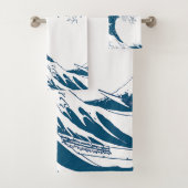 De grote golf van Kanagawa Modern Twist Bad Handdoek (Insitu)