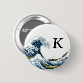 De Grote Golf van Kanagawa: Monogram Ronde Button 5,7 Cm (Voorkant /achterkant)