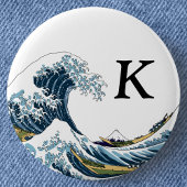De Grote Golf van Kanagawa: Monogram Ronde Button 5,7 Cm
