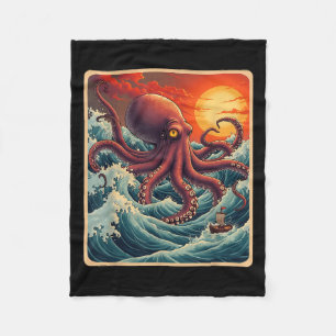 De Grote Golf van Kanagawa Octopus Retro Anime Ja Fleece Deken