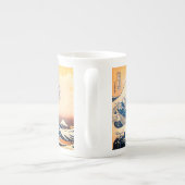 De grote golf van Kanagawa Porselein Kop (Achterkant)