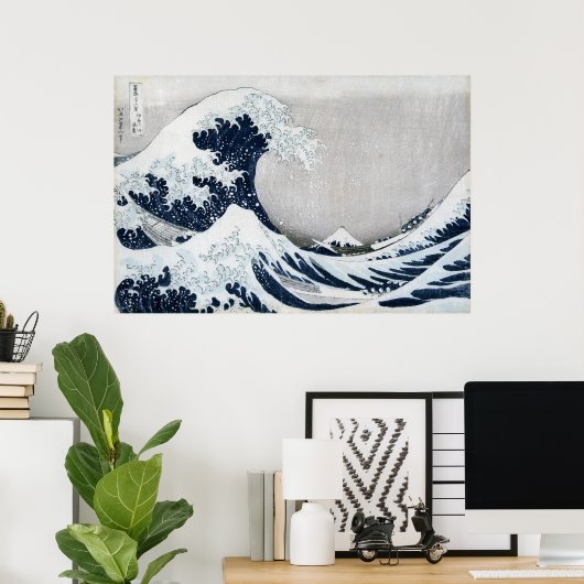 De Grote Golf van Kanagawa Poster (Thuiskantoor)