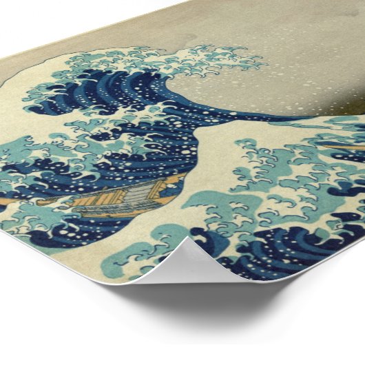 De Grote Golf van Kanagawa Poster (Hoek)