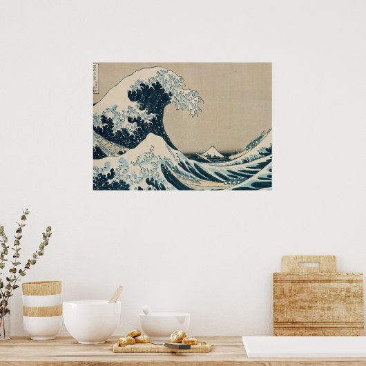 De Grote Golf van Kanagawa Poster (Keuken)