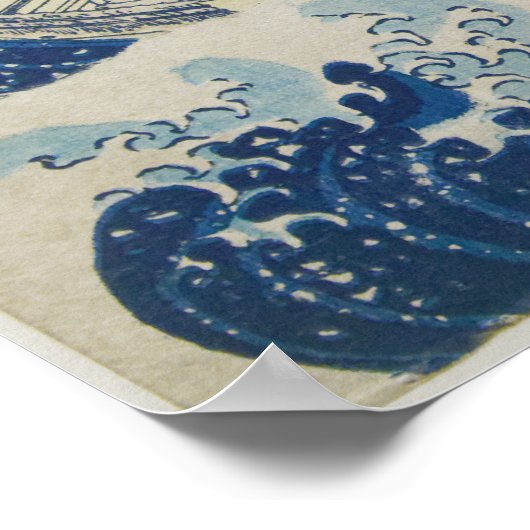 De Grote Golf van Kanagawa Poster (Hoek)