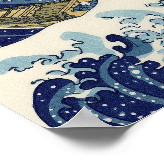 De Grote Golf van Kanagawa Poster (Hoek)