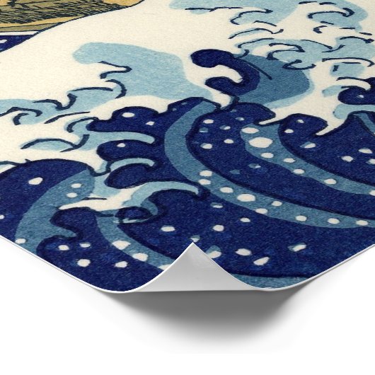 De Grote Golf van Kanagawa Poster (Hoek)