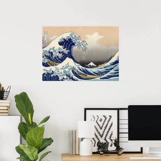 De Grote Golf van Kanagawa Poster (Thuiskantoor)