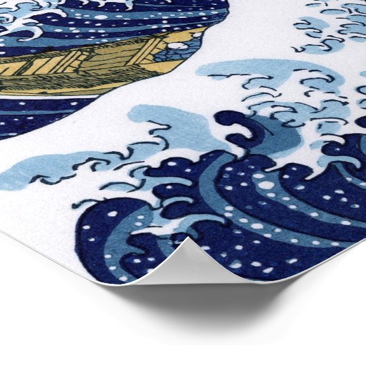 De Grote Golf van Kanagawa Poster (Hoek)