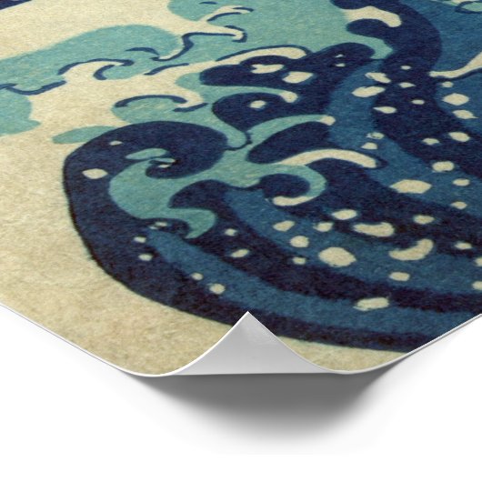 De Grote Golf van Kanagawa Poster (Hoek)