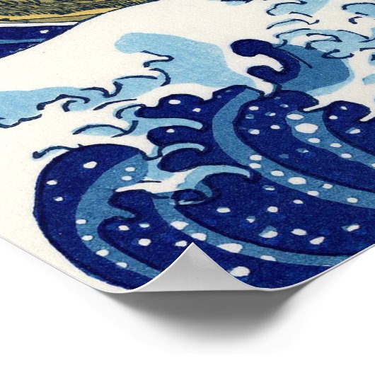 De Grote Golf van Kanagawa Poster (Hoek)