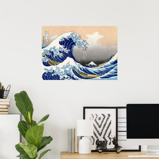De Grote Golf van Kanagawa Poster (Thuiskantoor)