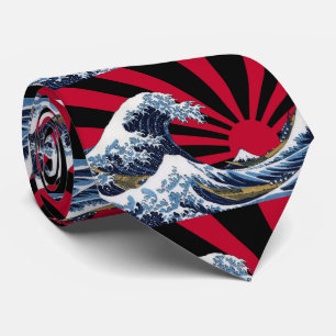 De Grote Golf van Kanagawa + Rising Sun Stropdas