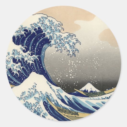 De Grote Golf van Kanagawa Ronde Sticker (Voorkant)