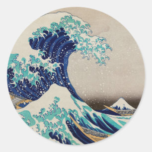 De Grote Golf van Kanagawa  Ronde Sticker