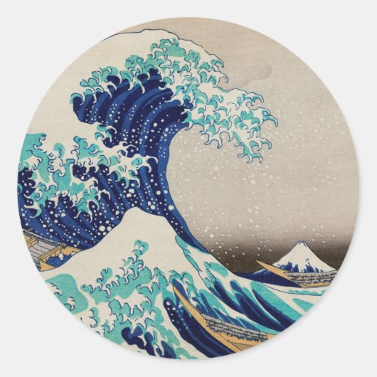 De Grote Golf van Kanagawa  Ronde Sticker (Voorkant)