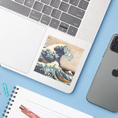 De Grote Golf van Kanagawa Sticker (Laptop met iPhone)