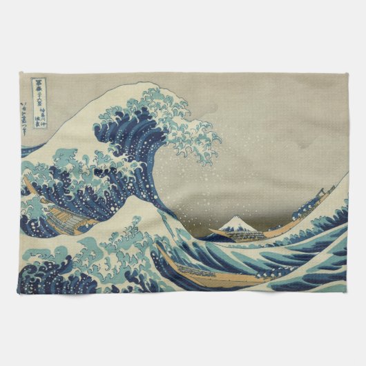 De Grote Golf van Kanagawa Theedoek (Horizontaal)