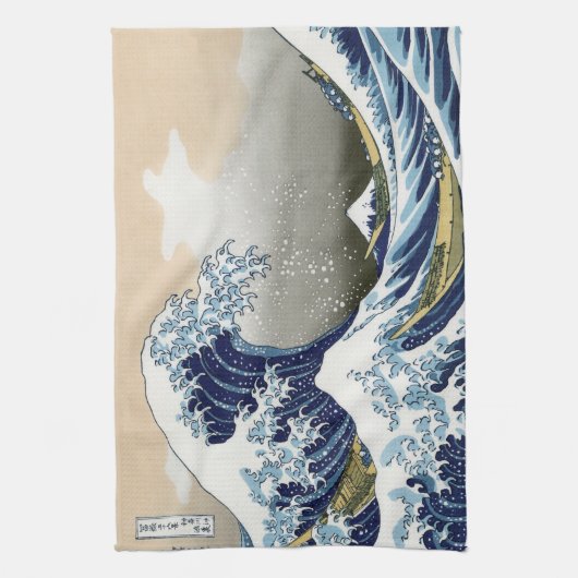 De grote golf van Kanagawa Theedoek (Verticaal)