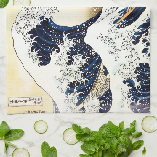 De Grote Golf van Kanagawa Theedoek (Gevouwen)
