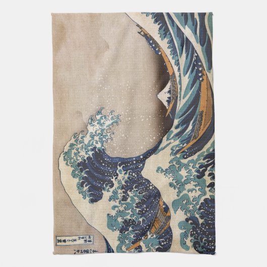 De Grote Golf van Kanagawa Theedoek (Verticaal)