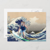 De Grote Golf van Kanagawa Tiger Surfer Briefkaart (Voorkant / Achterkant)