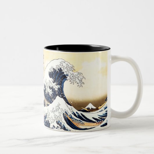 De Grote Golf van Kanagawa Tweekleurige Koffiemok (Rechts)